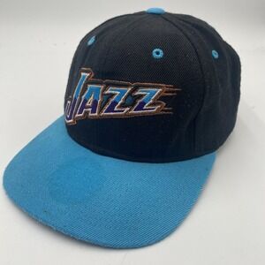 Mitchell & Ness Mens Utah Jazz NBA Black Blue Snapback Cap Hat Adjustable Fit